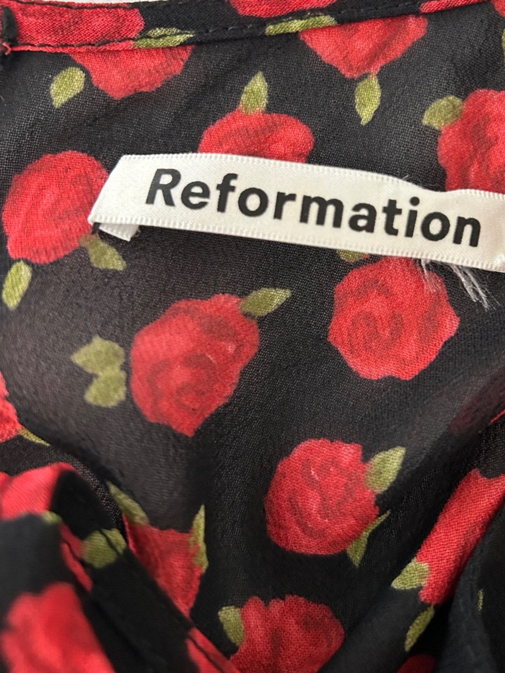 Dress Reformation Anthro Red Roses Ruffles Romantic - Picture 13 of 13